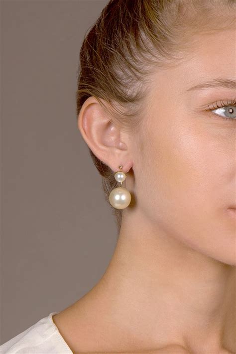 dior silver hoop earrings|dior pearl earrings.